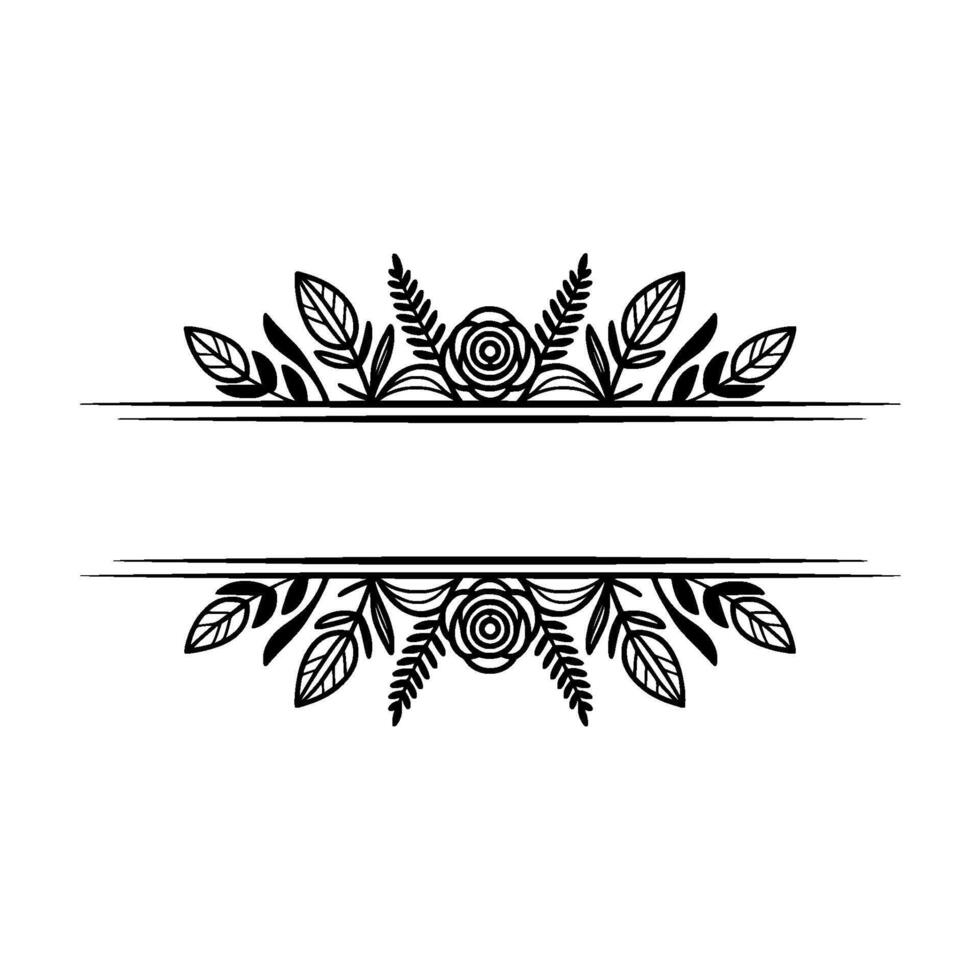 Floral Divider, Black and White for Text Box vector