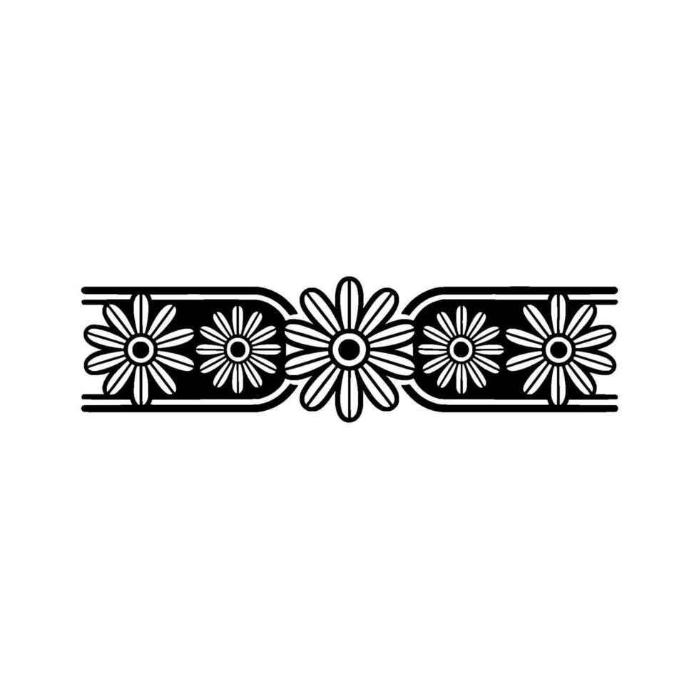 Floral Border Geometric Daisies with Minimalist Style vector