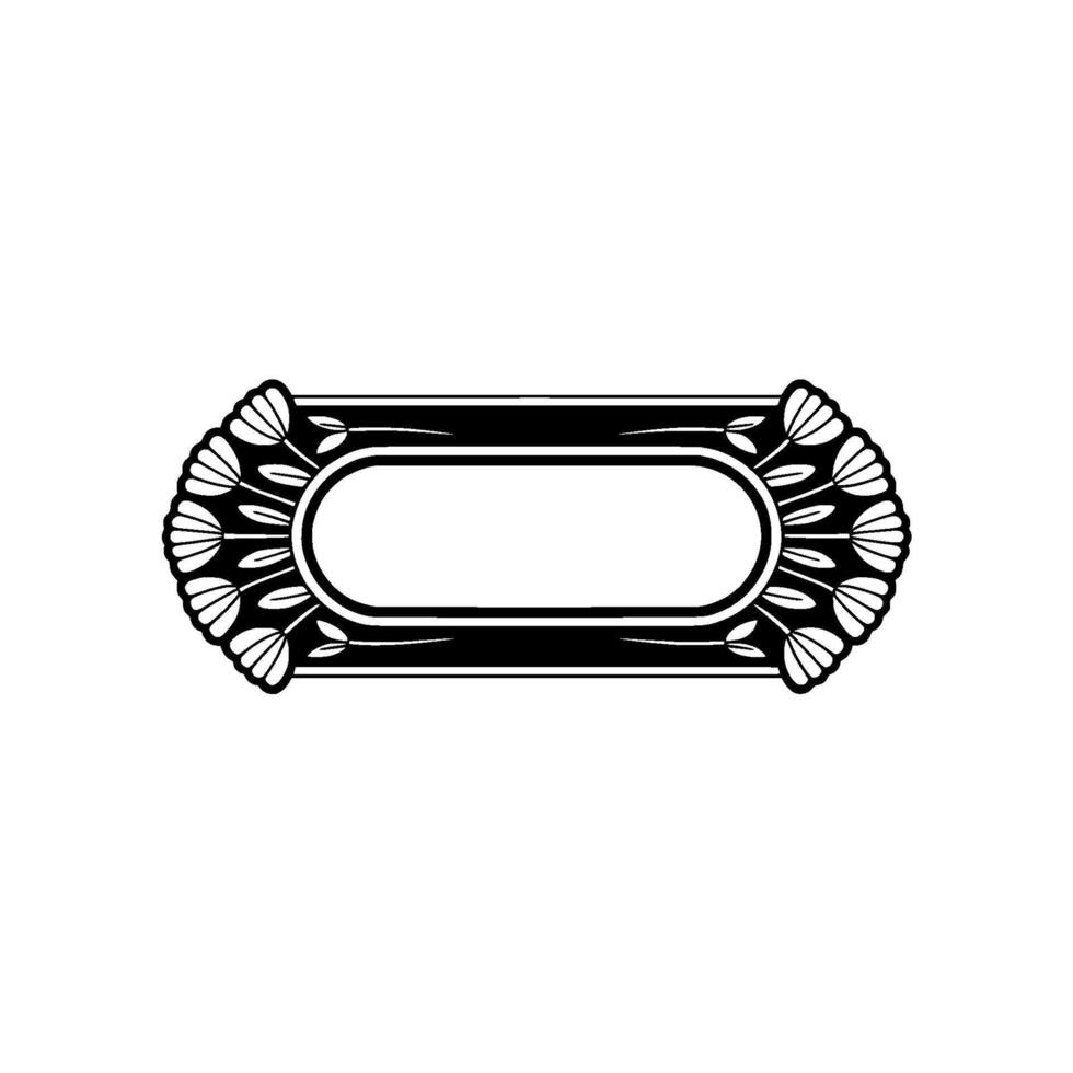 Floral Art Deco Label in Black White vector