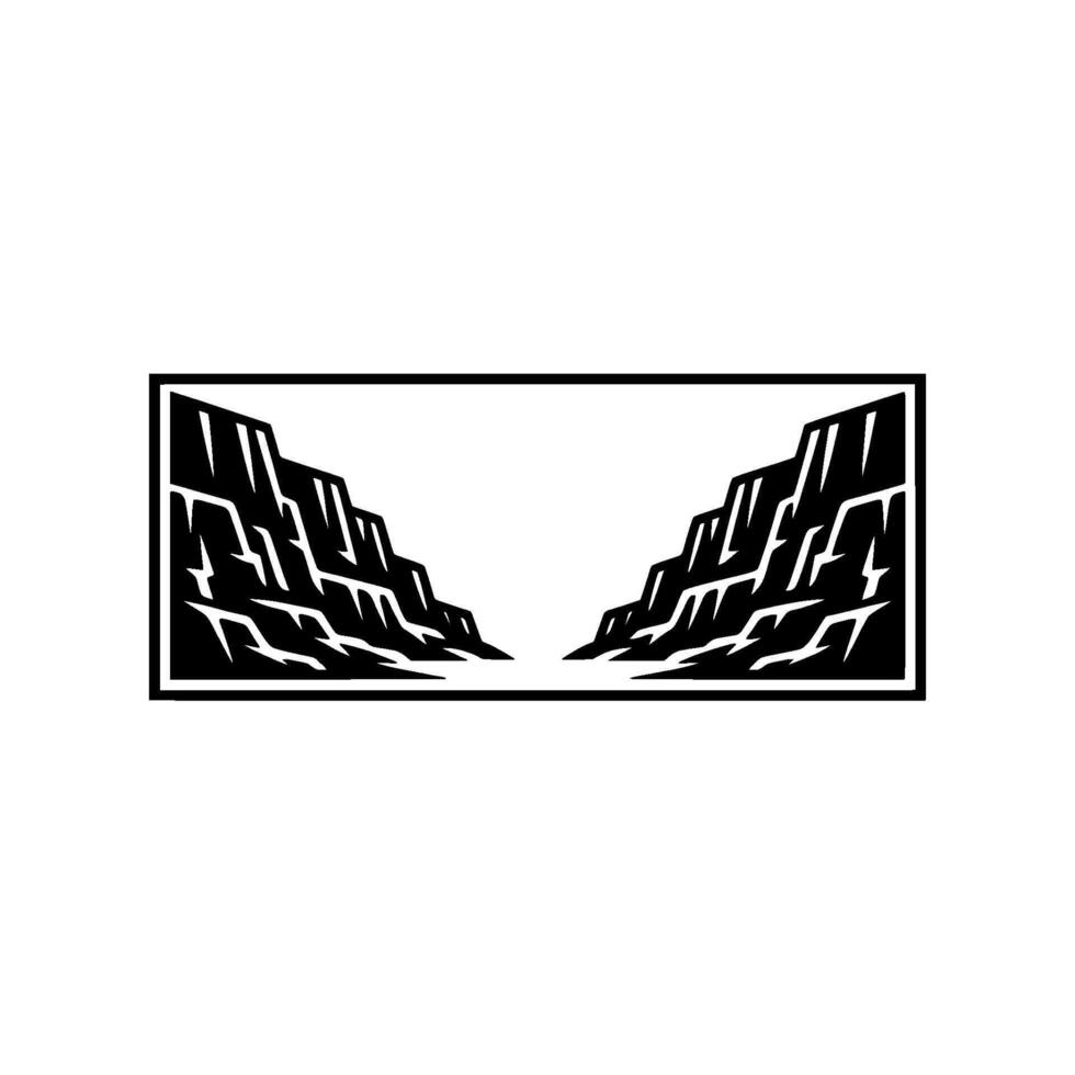 Canyon Silhouette Minimalist Black and White, Geometric vector