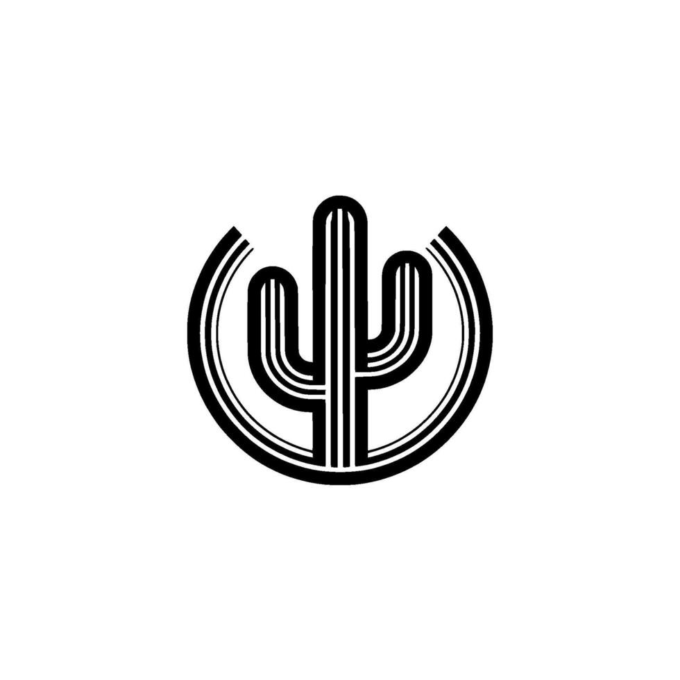 Minimalist Cactus Bold Black and White, Modern vector