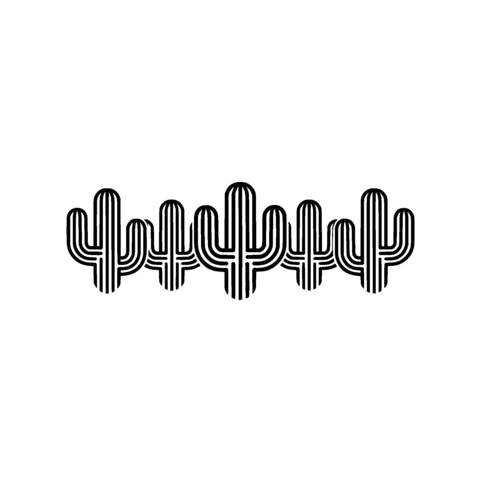 Minimalist Cactus Line Art, Black and White Illustration vector