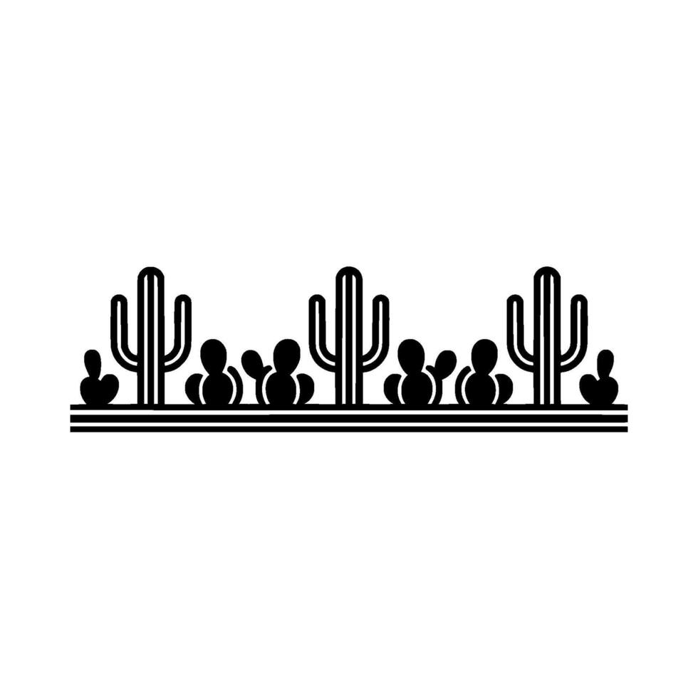 Minimalist Cactus Border, Black and White Illustration - Line art vector