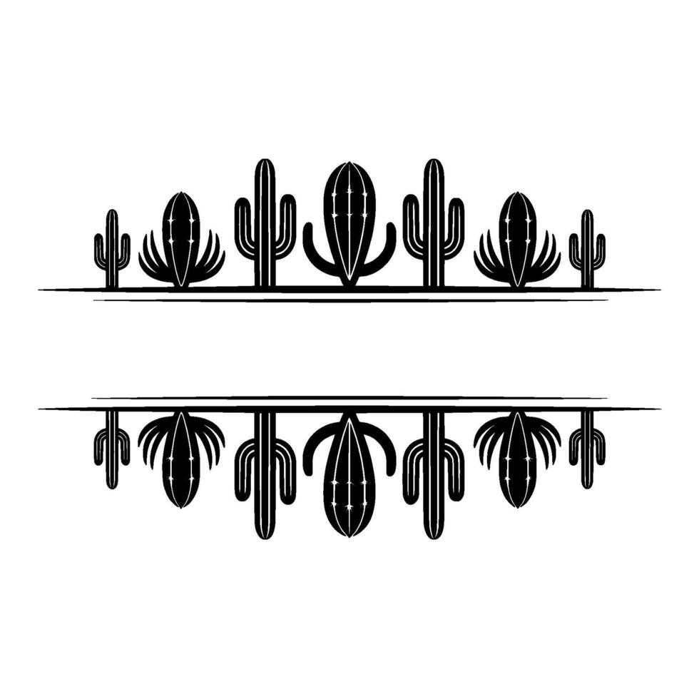 Minimalist Southwestern Cactus Border Frame - Desert vector