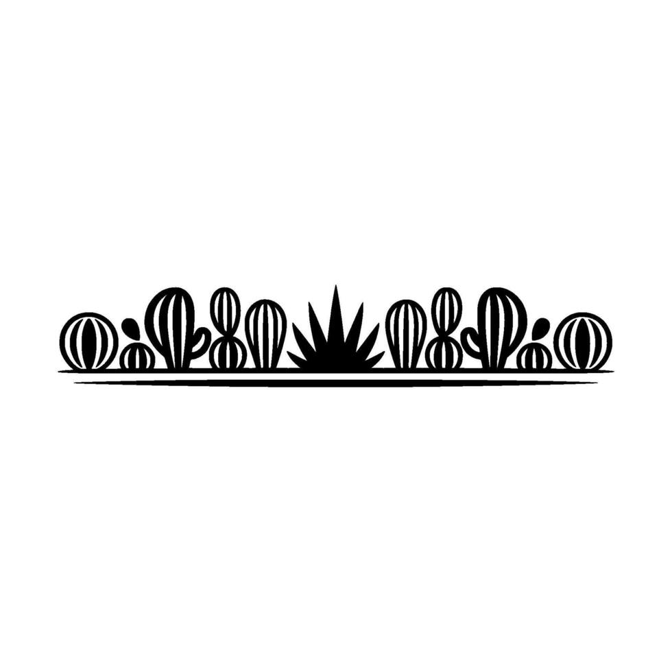 Desert Cactus Line Art Border, Minimalist Illustration vector