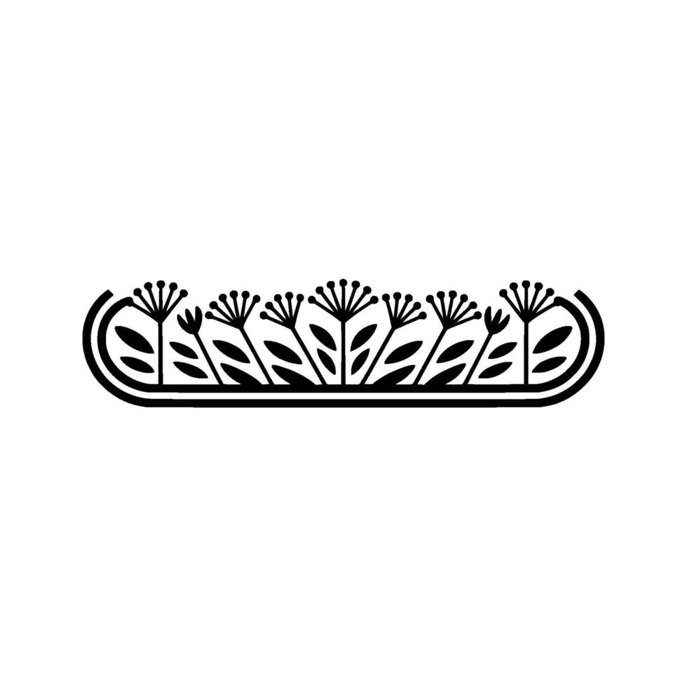 Minimalist Floral Border, Black White, Botanical Element vector