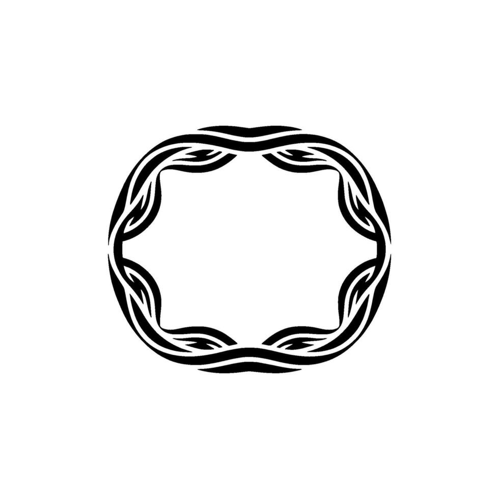 Abstract Geometric Black White Wreath Frame, Minimalist Element vector