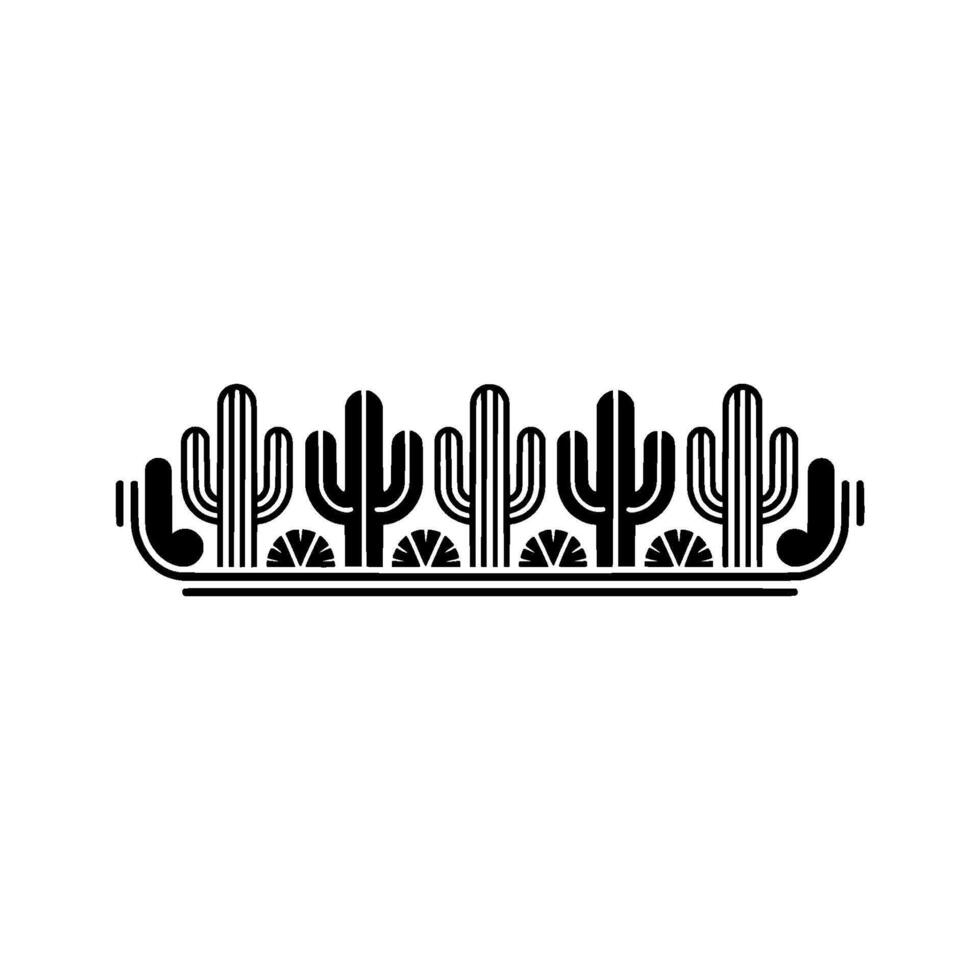 Minimalist Cactus Border in Black White vector