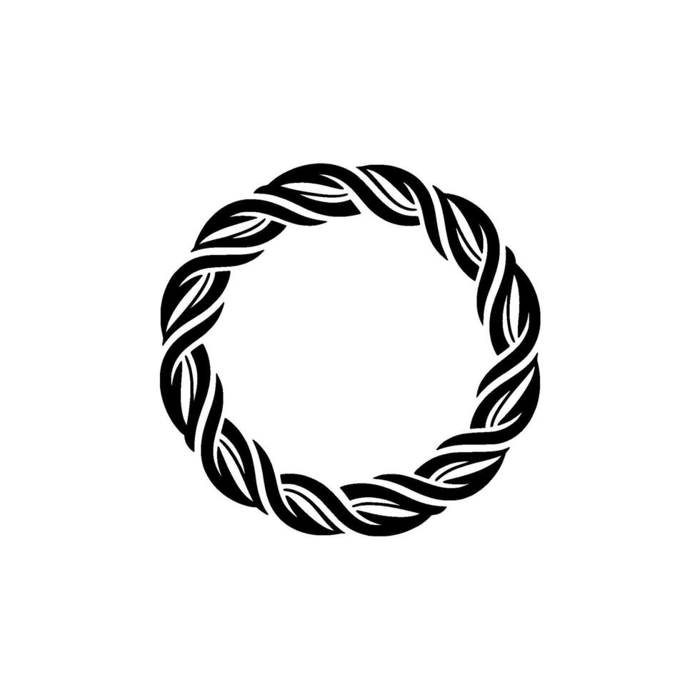 Black Braided Circle, Minimalist Element on Light Background vector