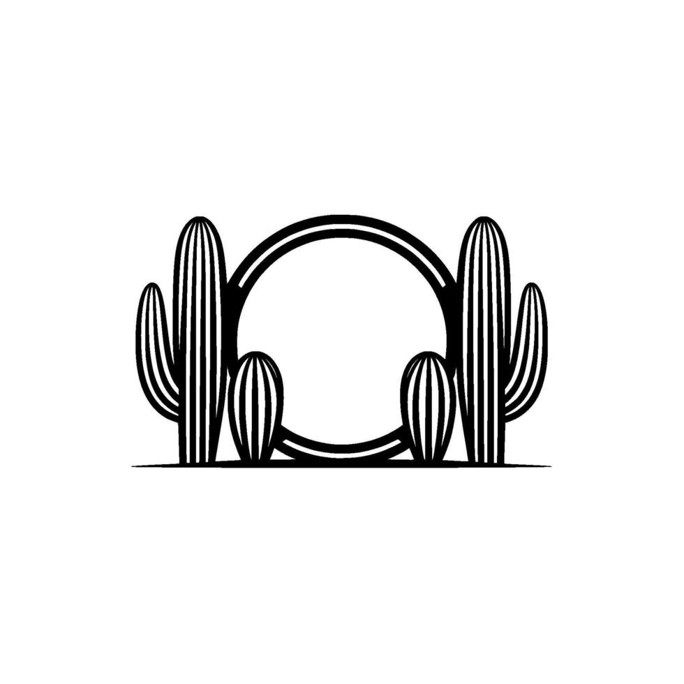 Minimalist Cactus Frame, Desert Botanical Illustration vector