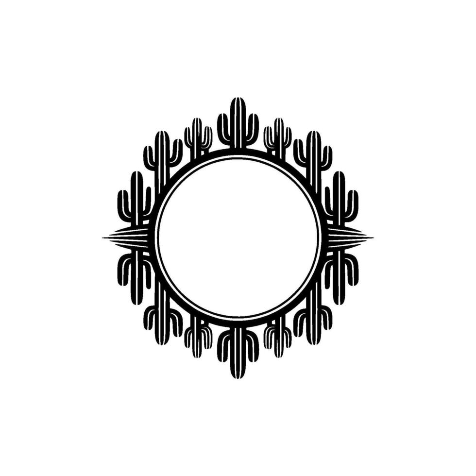 Elegant Cactus Wreath in Minimalist Black White vector