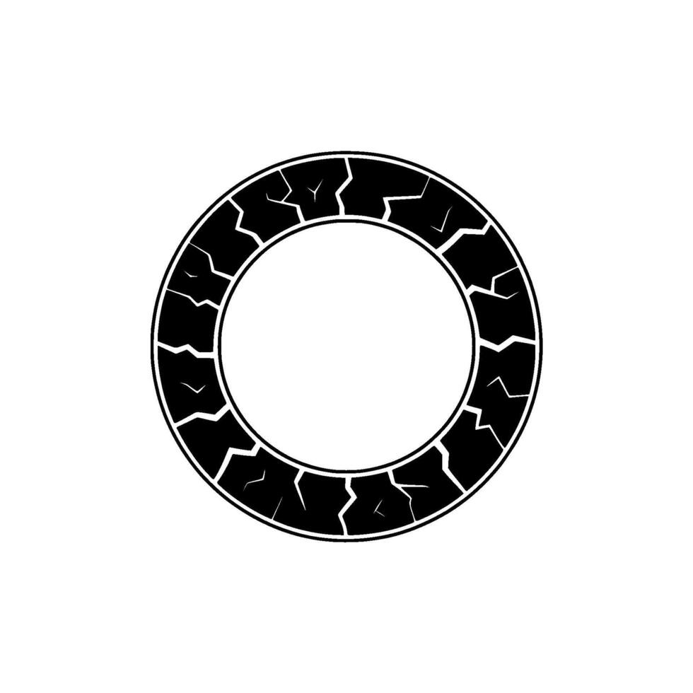 Cracked Circle Emblem in Black and White, Modern Geometric vector