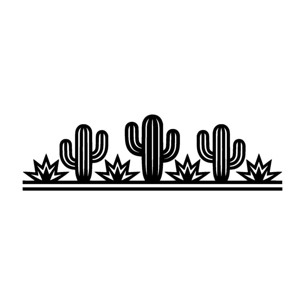 Minimalist Cactus Succulents Border Illustration vector