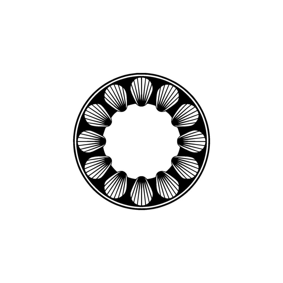 Black White Floral Circular Pattern on Cream Background vector