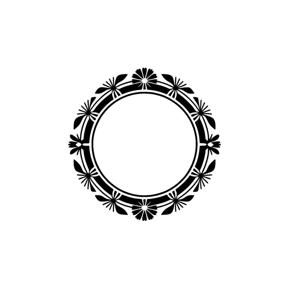 Elegant Floral Frame in Black and White, Ornament vector