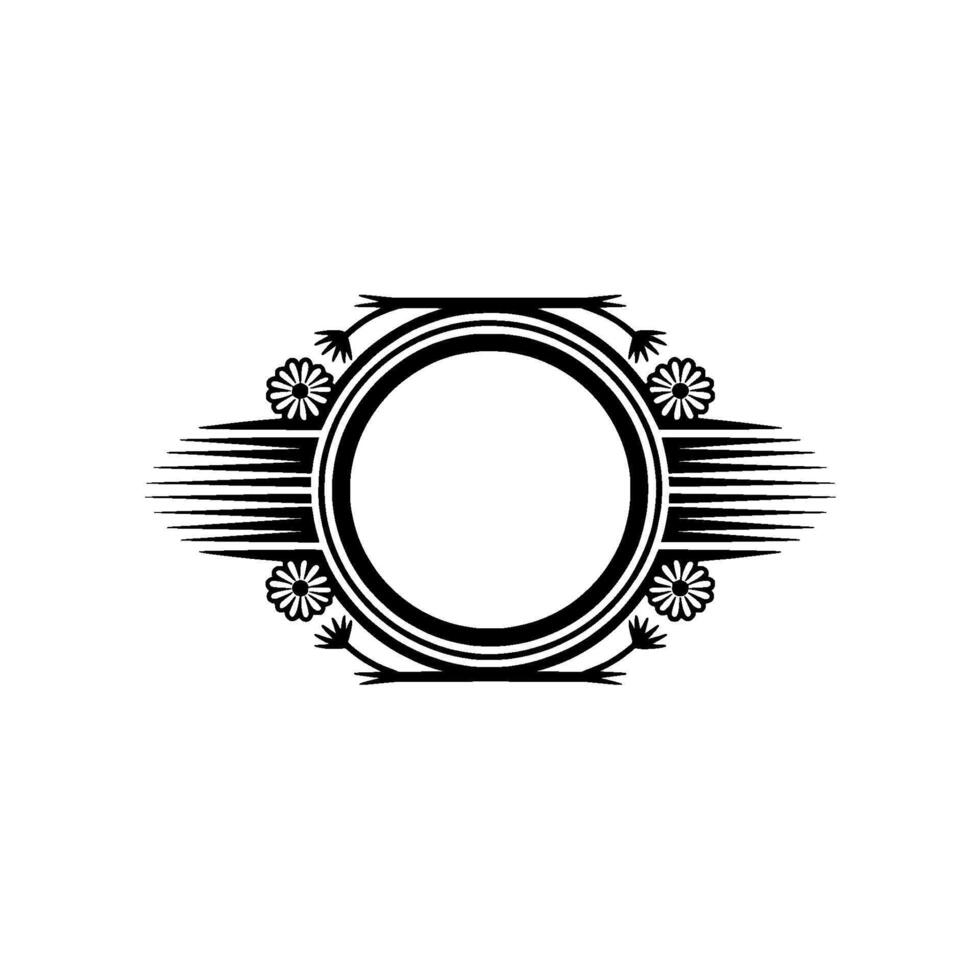 Art Deco Floral Frame, Black White Ornament, Elegant, Blank Space vector