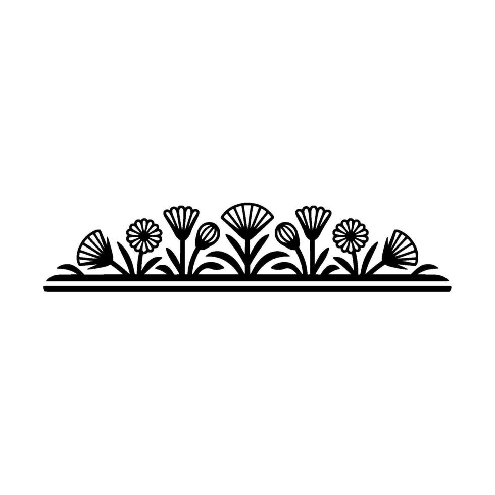 Floral Border Illustration, Black White, Decorative Elements vector