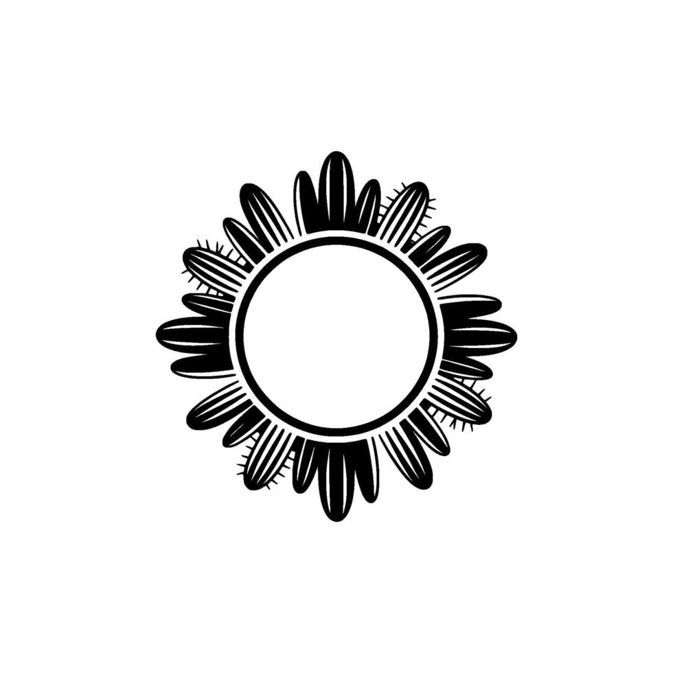 Minimalist Cactus Flower Circle Black and White Emblem vector