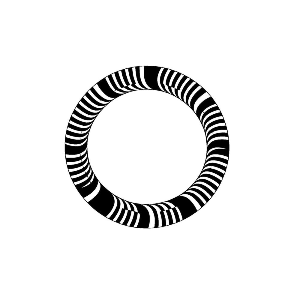 Optical Illusion Ring Geometric Black and White on White vector