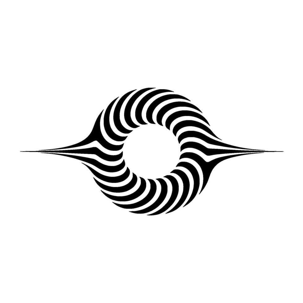 Abstract Black and White Striped Torus with Extended Lines vector