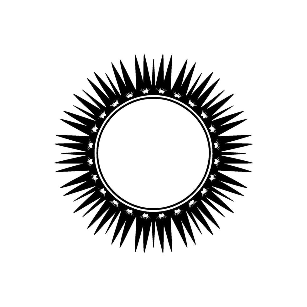 Geometric Sunburst Frame, Black and White, Minimalist Style vector