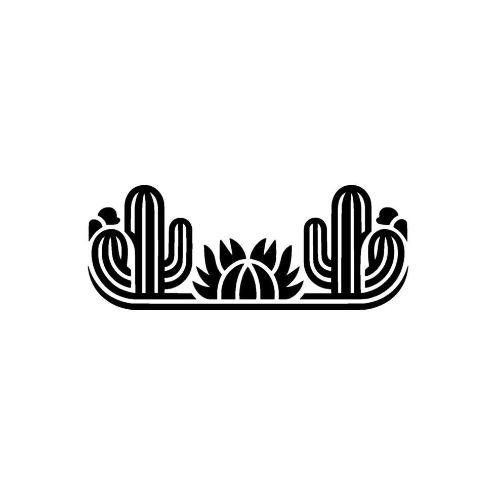 Minimalist Cactus Illustration Black White Desert vector
