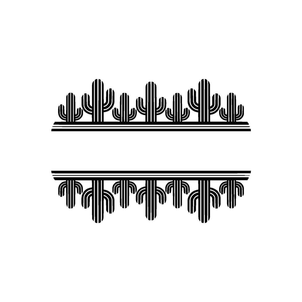 Minimalist Cactus Frame Black and White Illustration vector