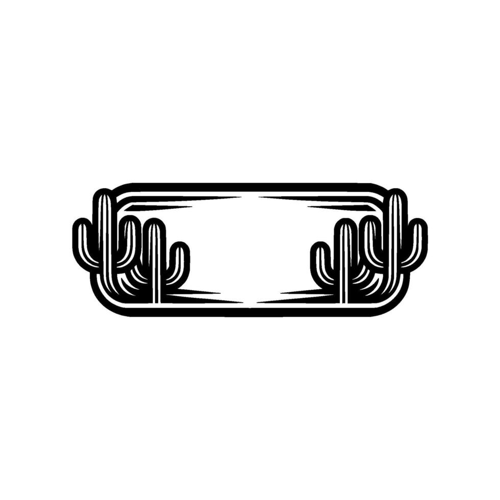 Minimalist Desert Frame Cactus Border, Modern for Branding vector