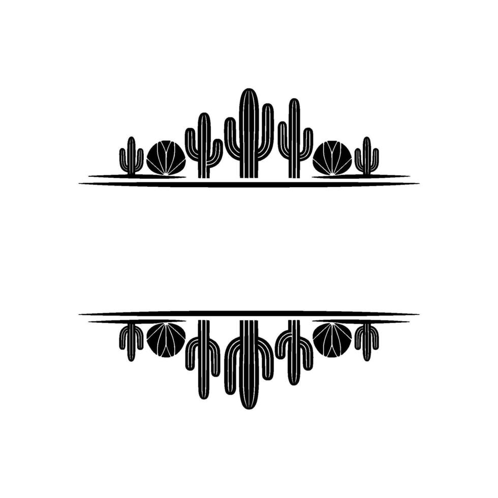 Minimalist Cactus Frame Desert Illustration, Copy Space vector