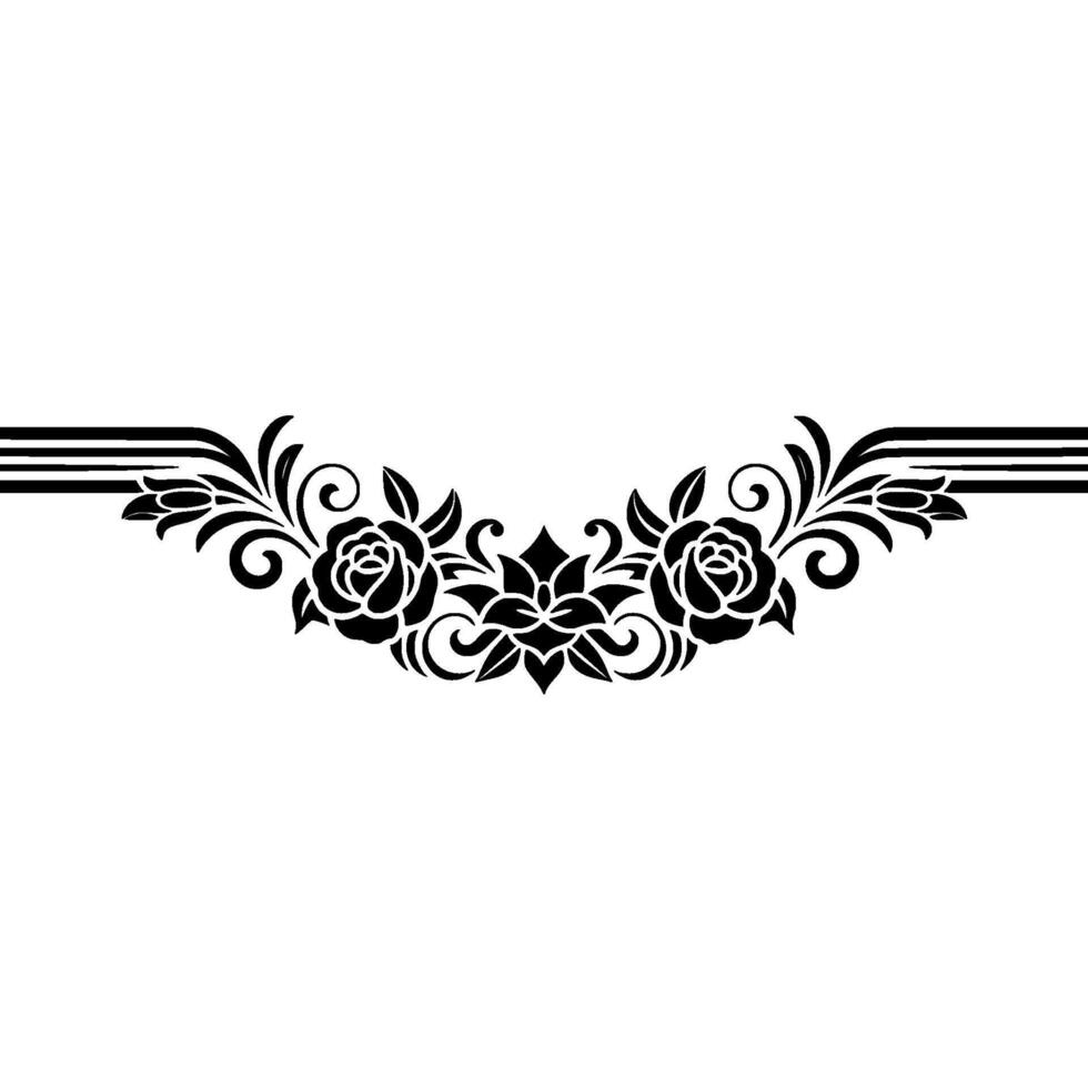 Elegant Floral Border in Black and White, Rose vector