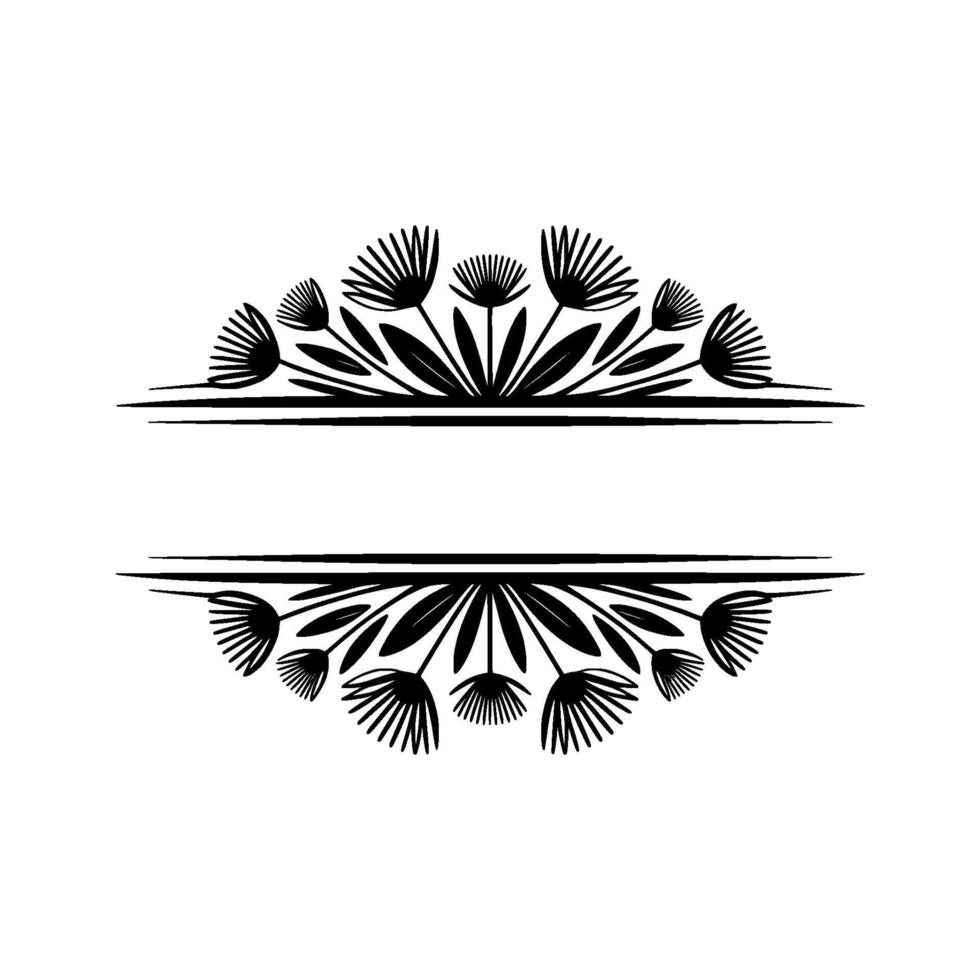 Floral Divider Frame Minimalist Black and White vector