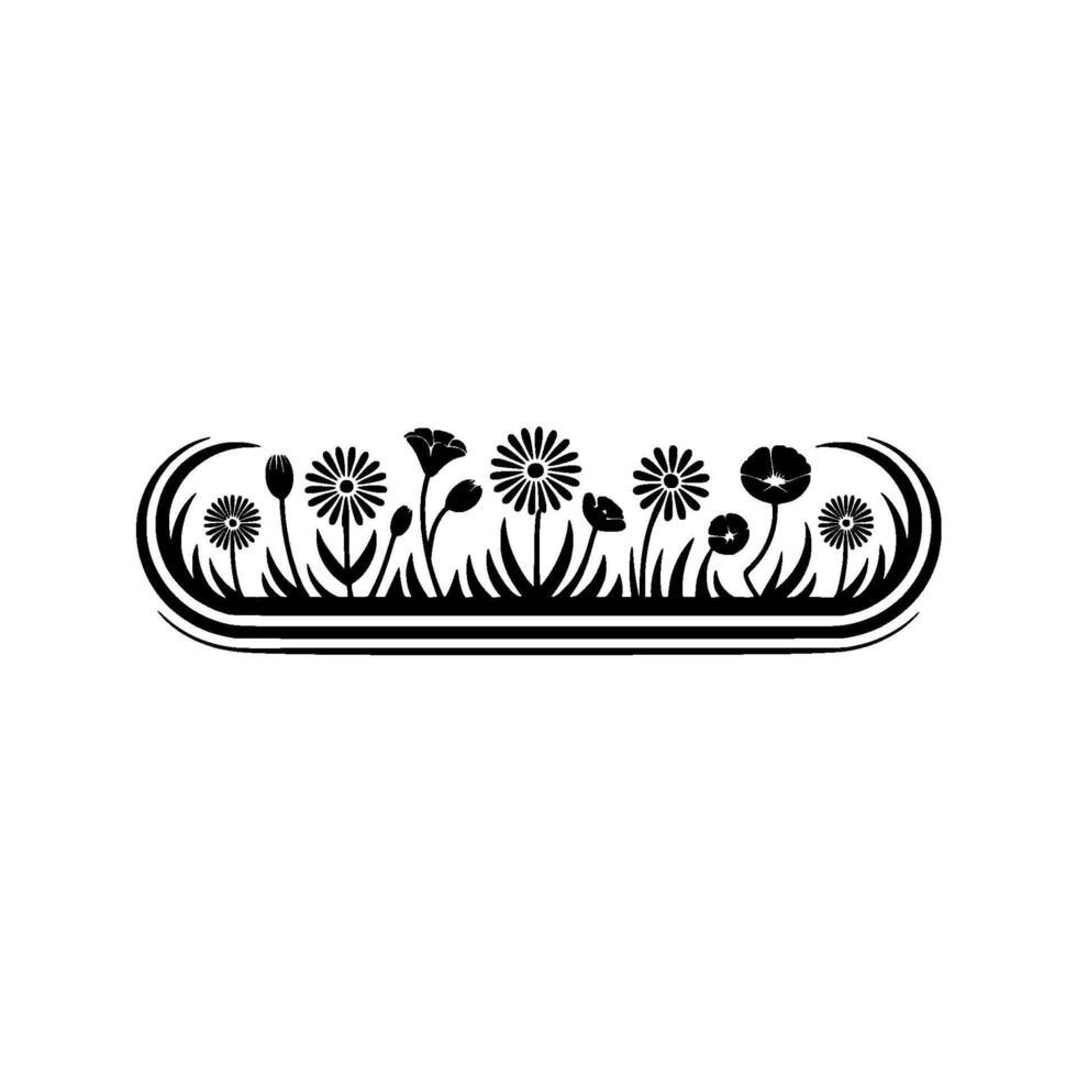 Minimalist Floral Border in Black and White - Elegant Template vector