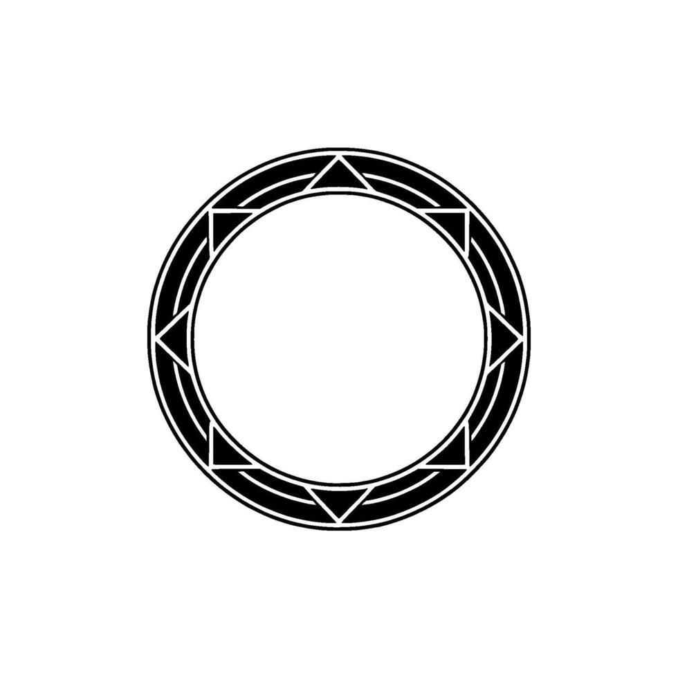 Geometric Art Deco Circle Frame on White Background, Ornament vector