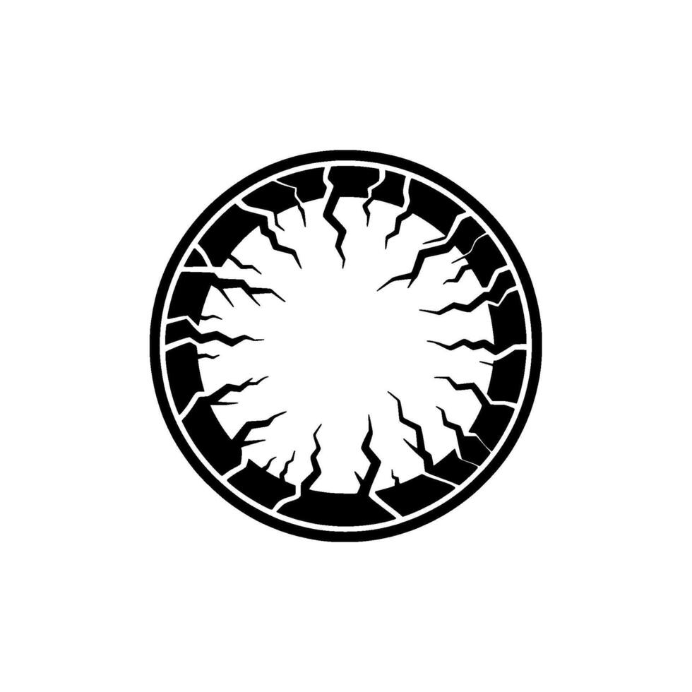 Abstract Cracked Circle - Black White Element vector