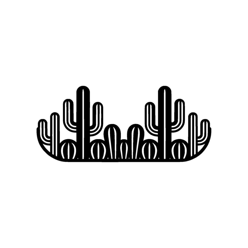 Minimalist Black Cactus Line Art on White Background vector