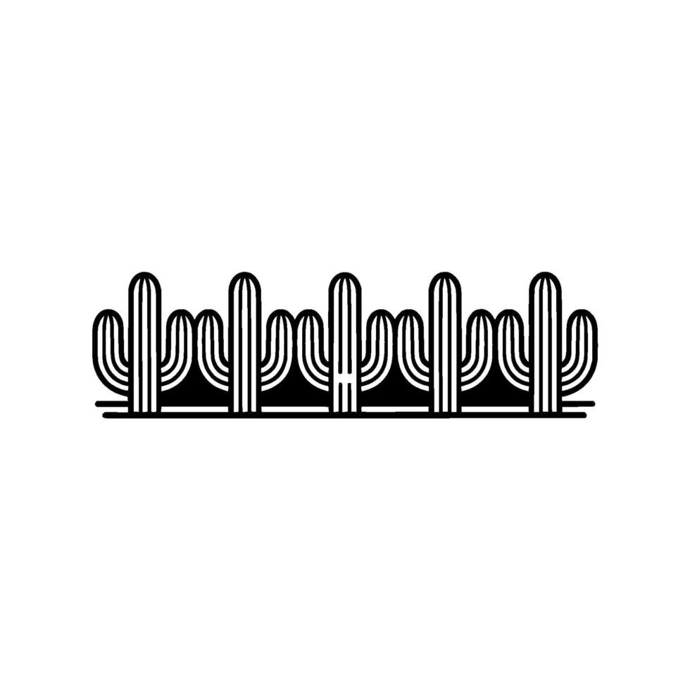 Minimalist Cactus Line Art Desert Landscape Emblem vector