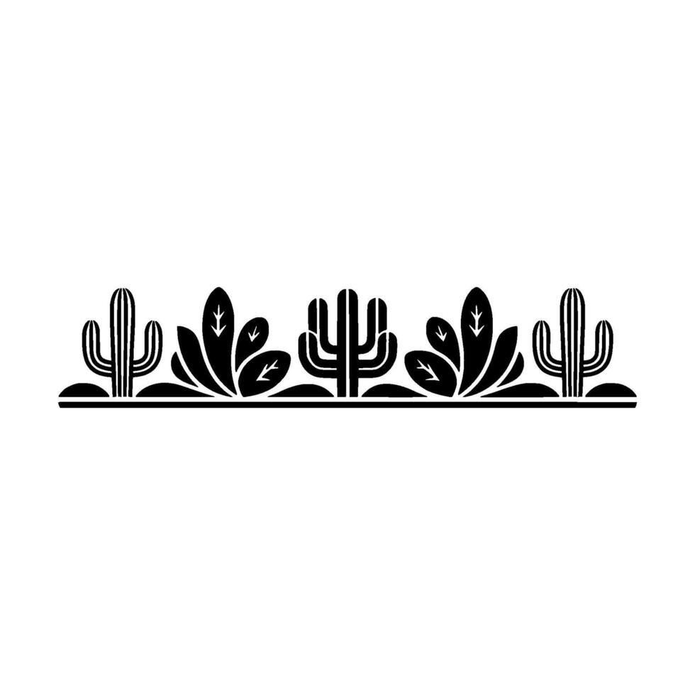 Minimalist Cactus Border Desert Plants Silhouette vector