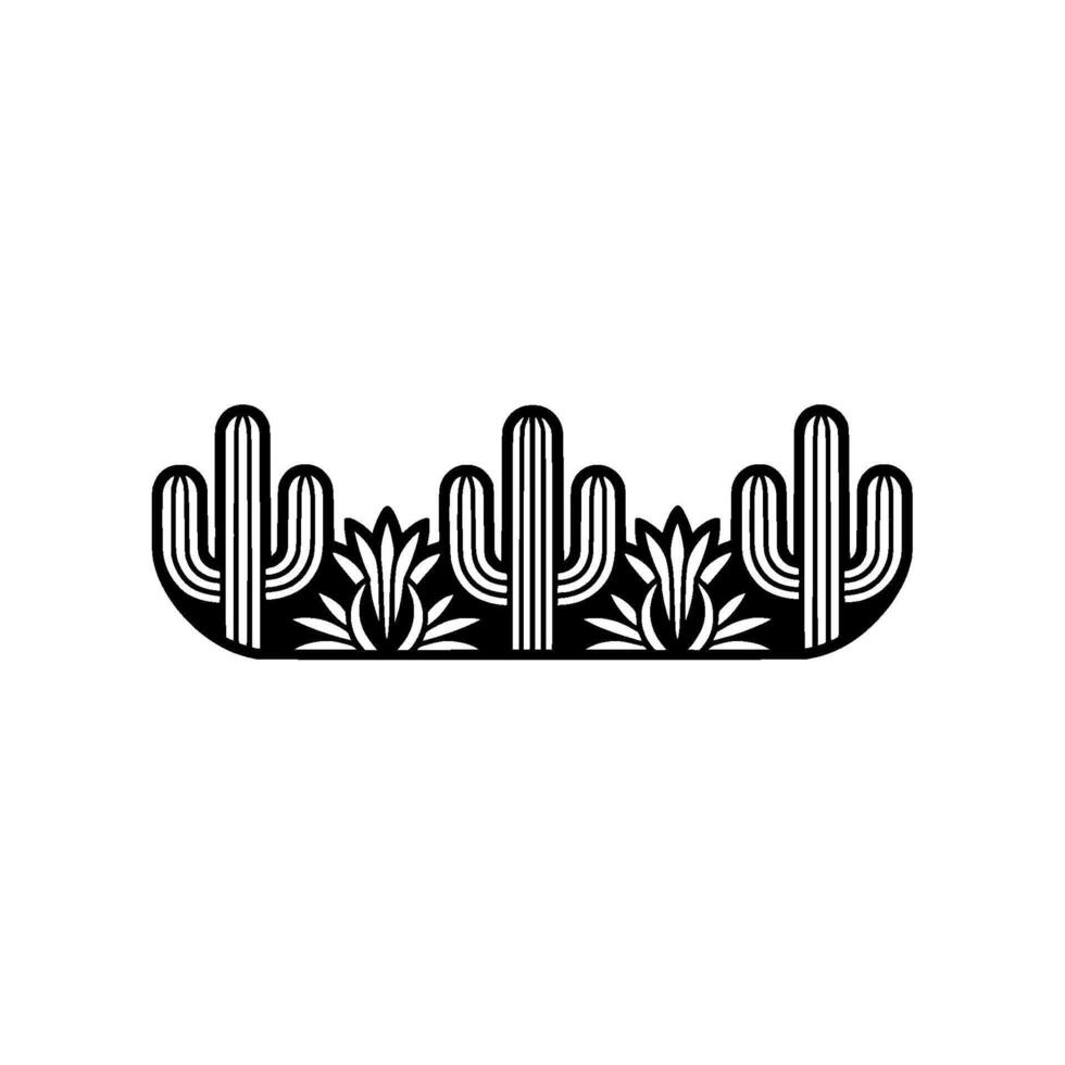 Minimalist Cactus and Agave Border vector