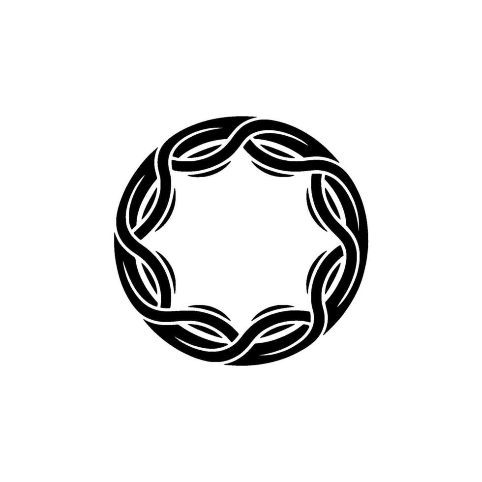 Minimalist Braided Circle Emblem, Black and White, Abstract vector