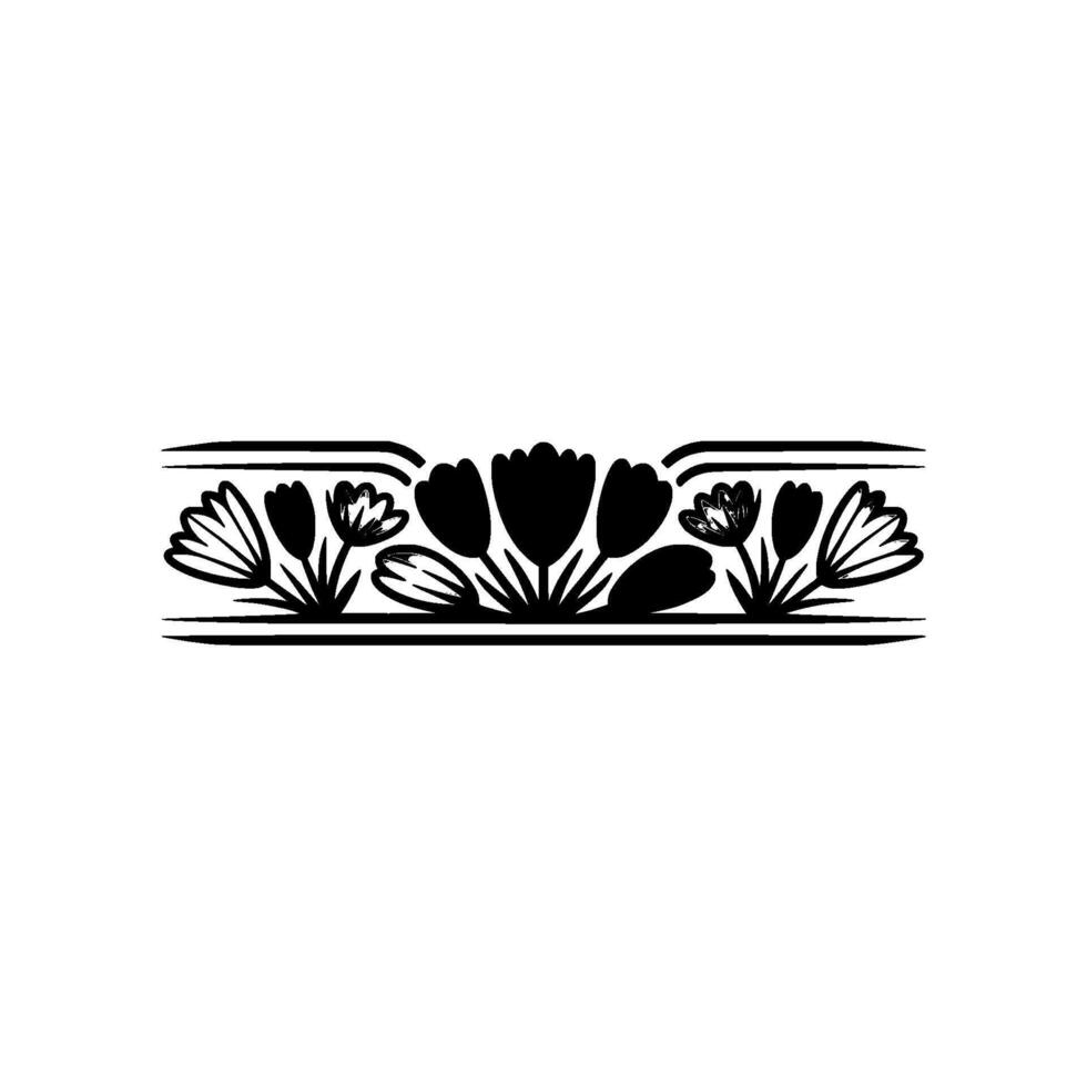 Elegant Floral Border Illustration, Gray Toned, Minimalist vector
