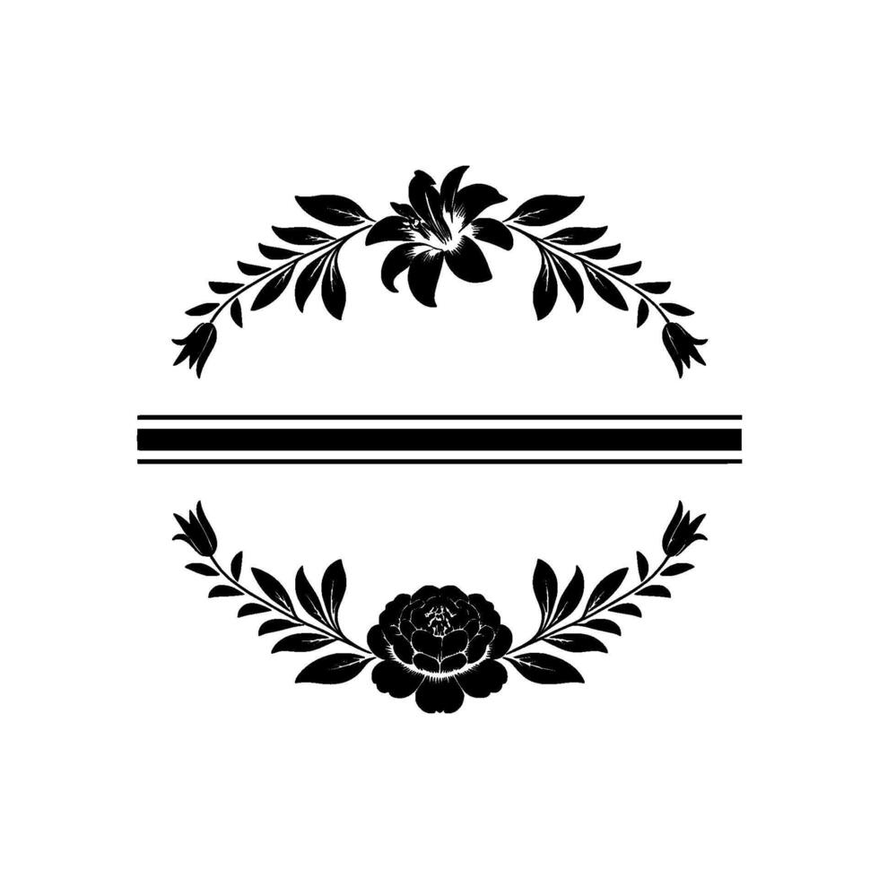 Elegant Floral Emblem Black and White Botanical for Invitations Branding vector