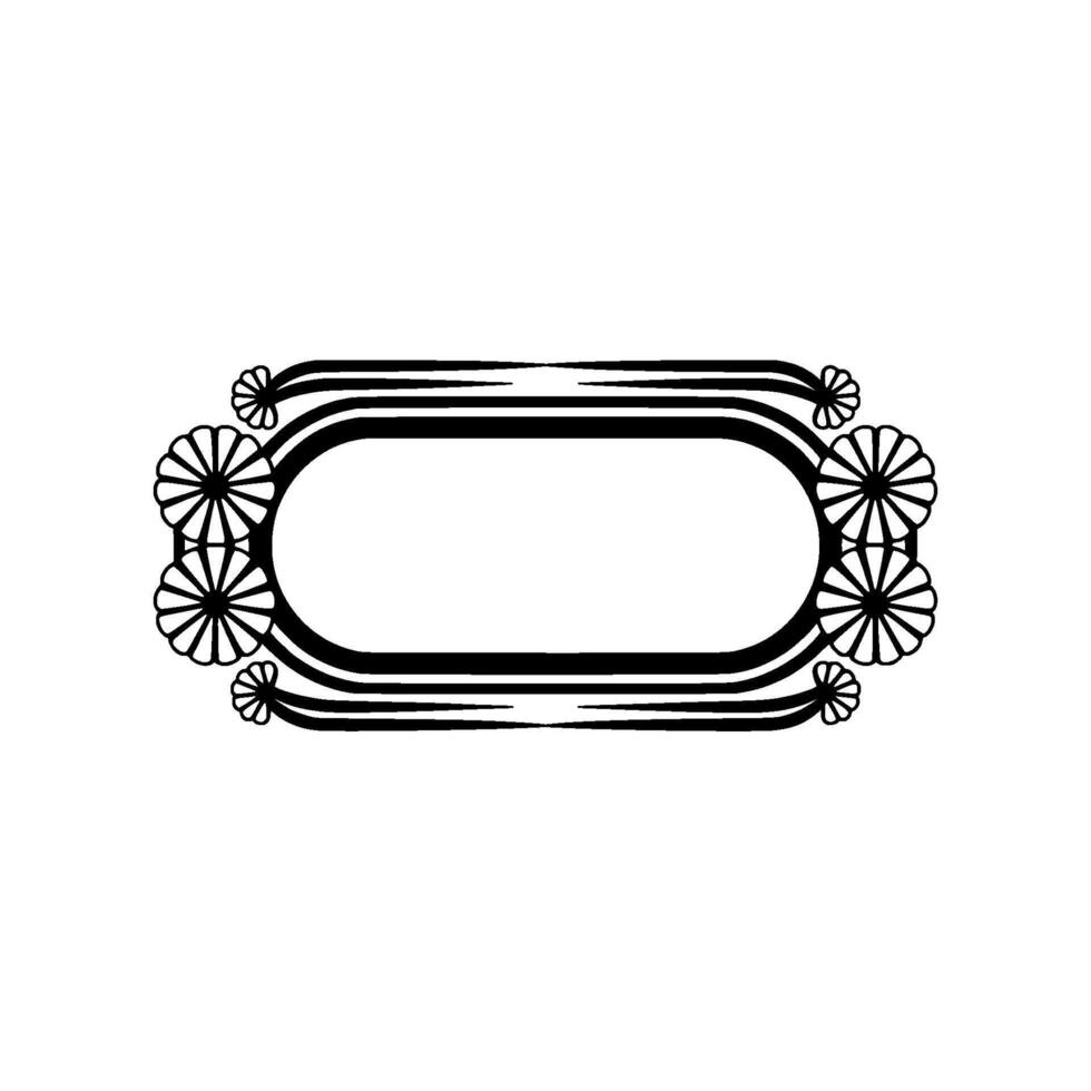 Decorative Floral Frame in Art Deco Style, Isolated on White vector