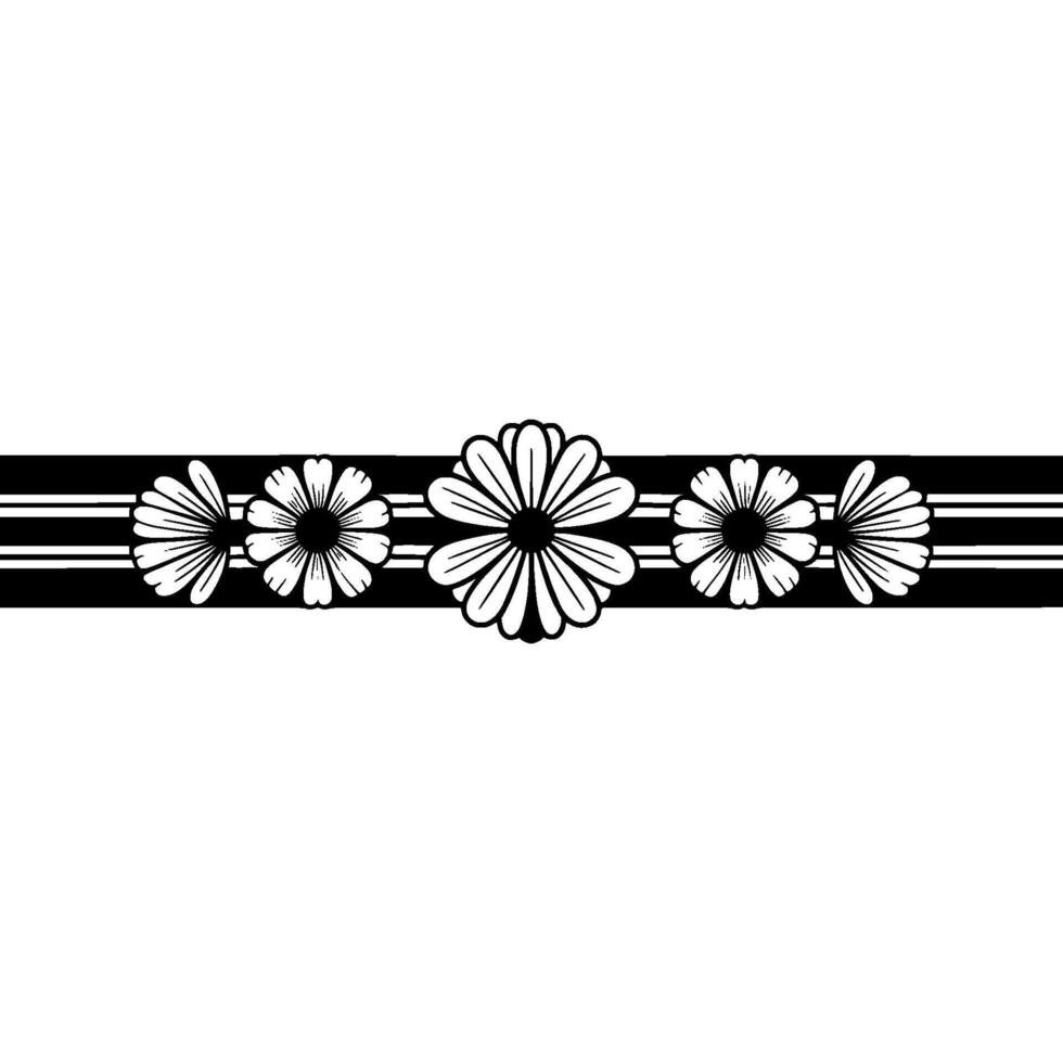 Black White Daisy Border - Minimalist Floral vector