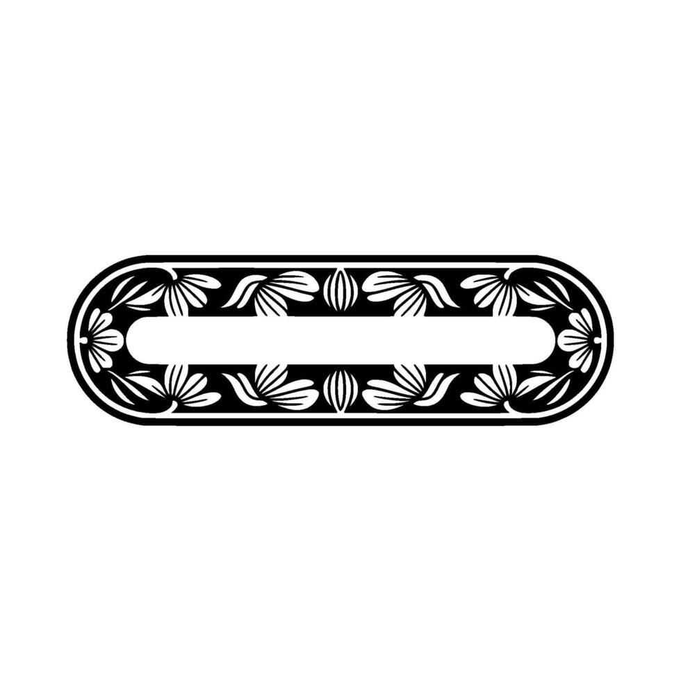 Floral Oval Frame in Black and White - Decorative Border vector