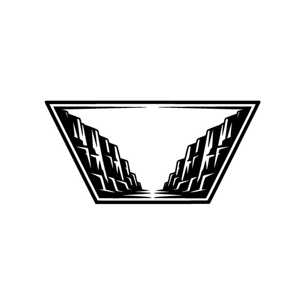 Geometric Canyon Black White Emblem, Outdoors, Illustration vector