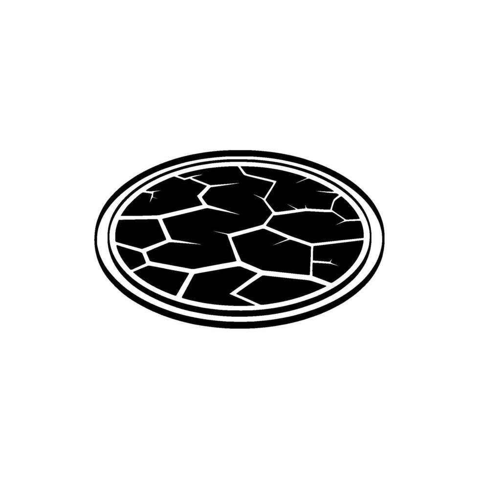 Cracked Earth Symbol Minimalist Black White for Concepts vector