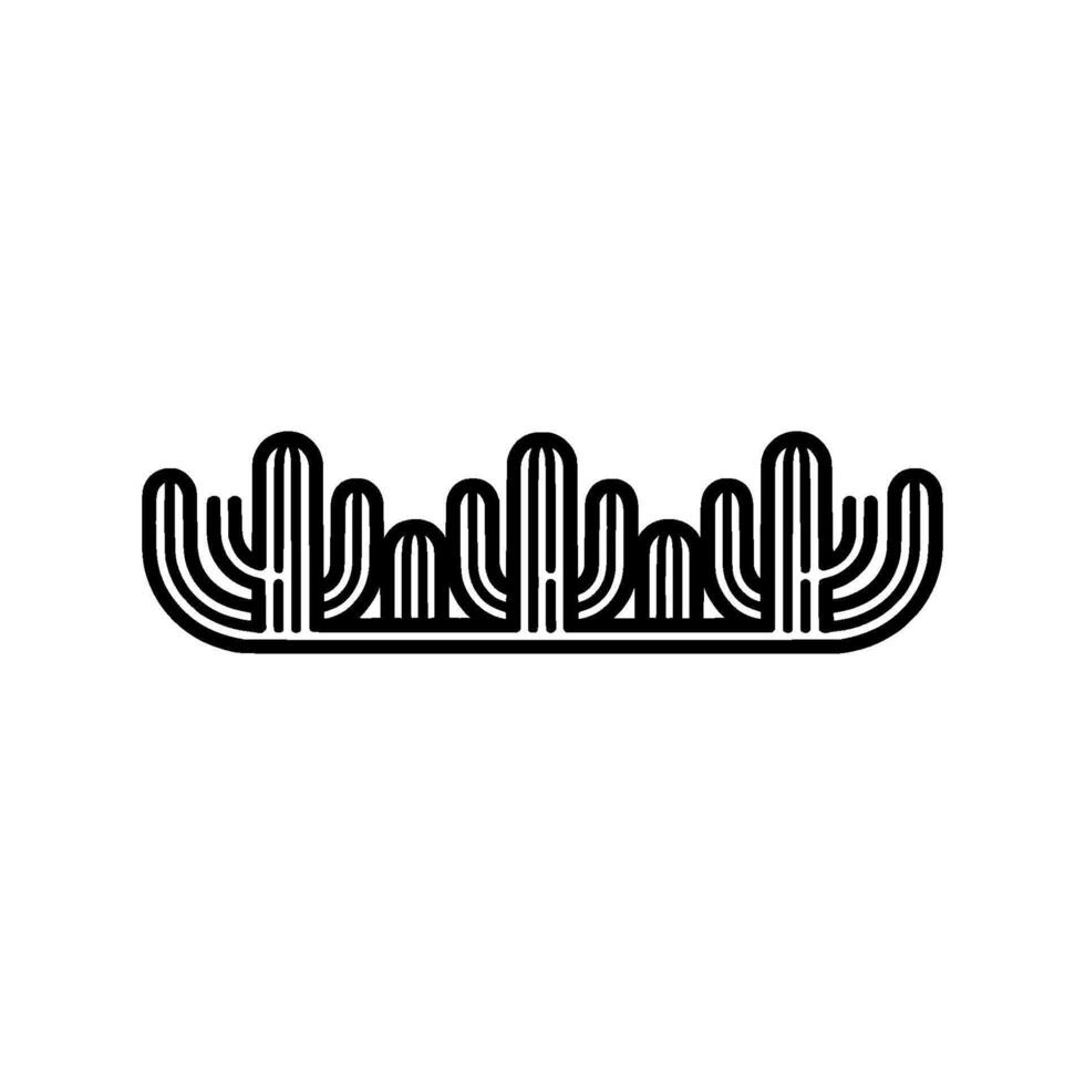 Minimalist Cactus Line Art, Desert Landscape Illustration vector