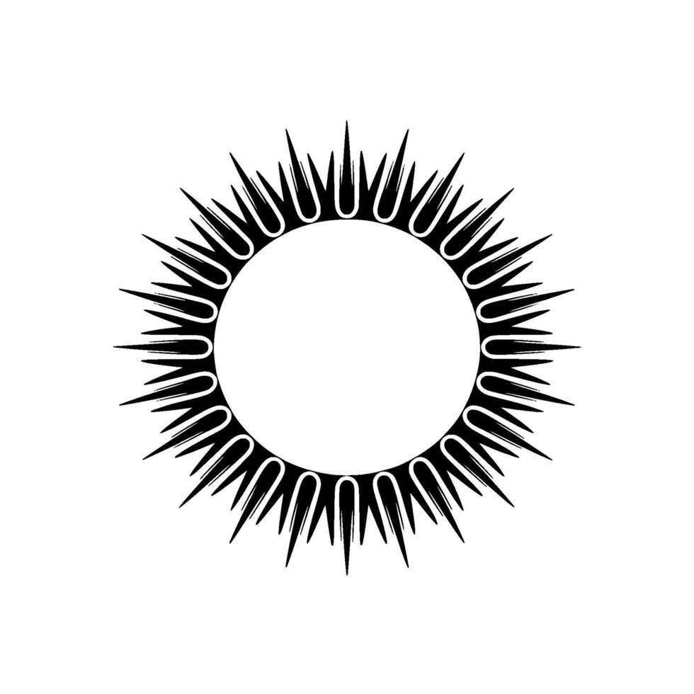 Bold Black Sunburst Circle Illustration on White, Modern vector
