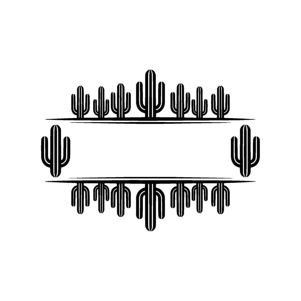 Minimalist Cactus Frame, Desert Style, Illustration vector