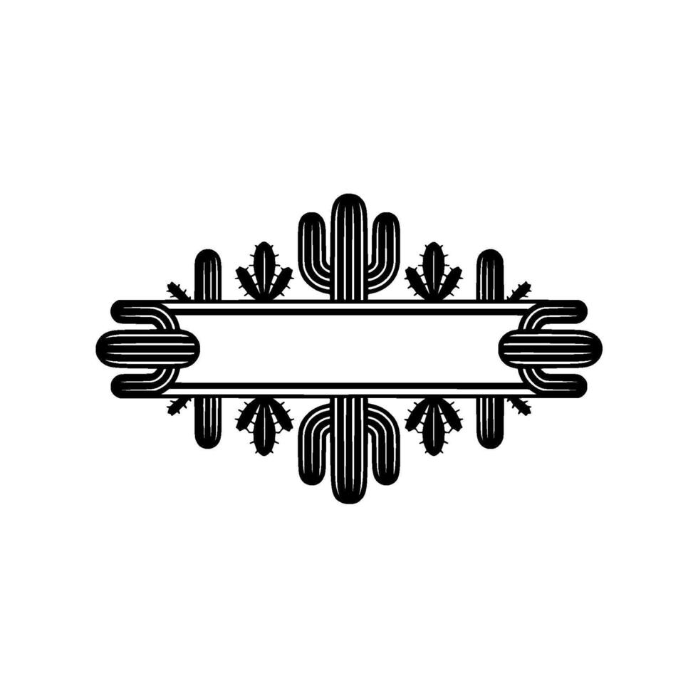 Elegant Cactus Badge in Black and White, Modern Southwestern vector